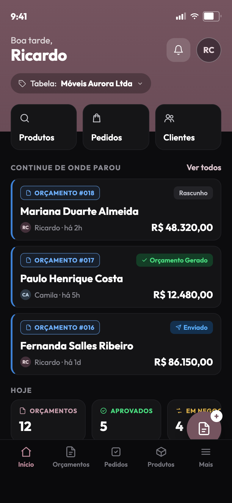 App Tabfy — início